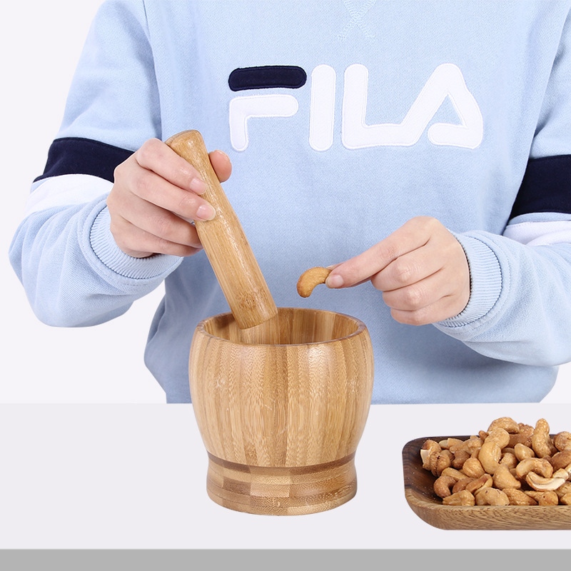 Bamboo Garlic Ramming Pot Household Kitchen Food Mincing Machine Grind Bowl Press Garlic Creative Garlic Puree Grinder With Lid Garlic Rammer Application Scenario