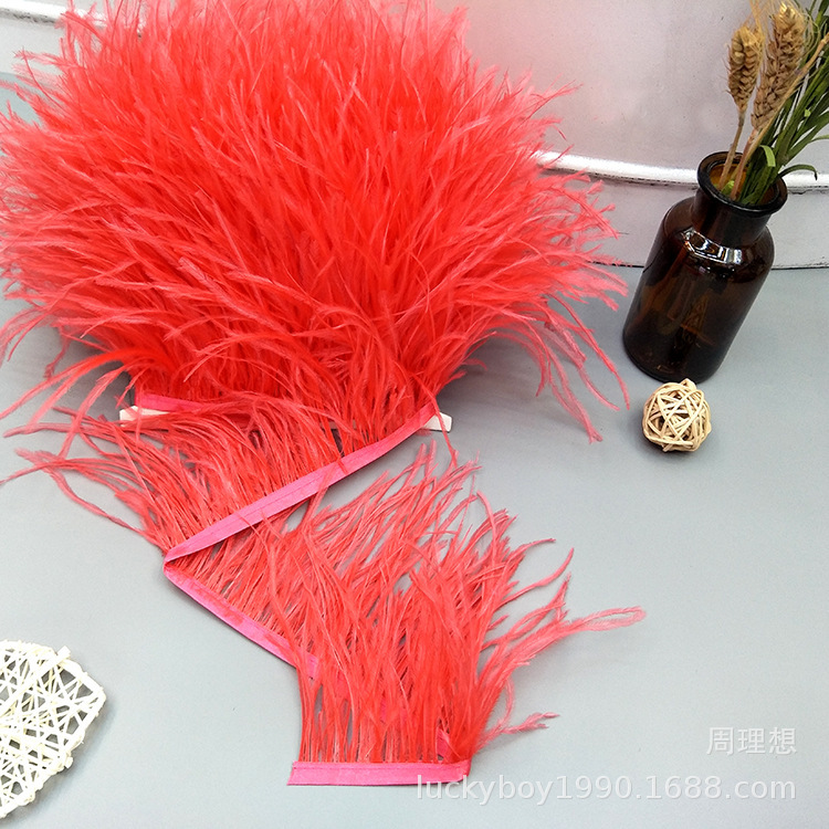 Factory wholesale 10-12 in stock ostrich wool fabric with clothing accessories, feather lace, ostrich feather fabric edge