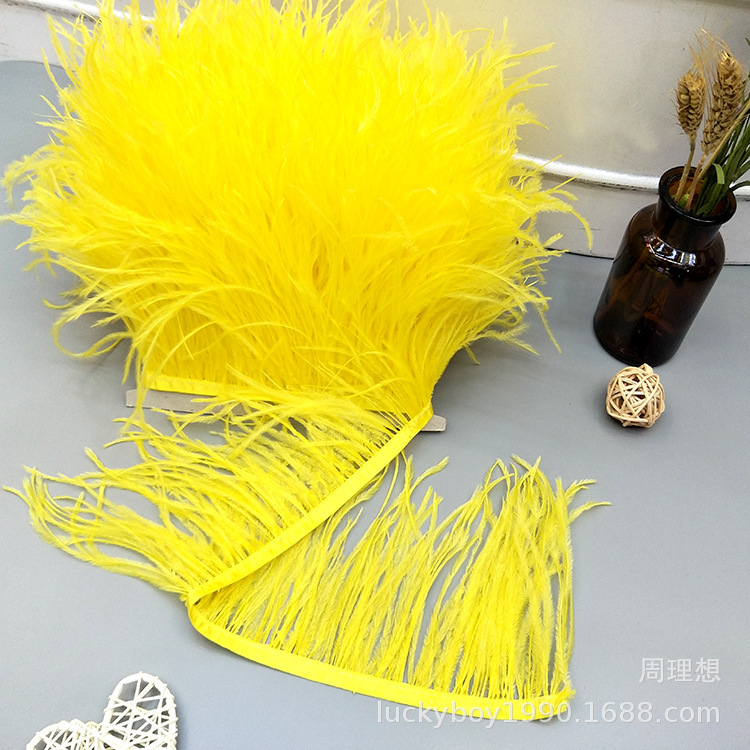 Factory wholesale 10-12 in stock ostrich wool fabric with clothing accessories, feather lace, ostrich feather fabric edge Application Scenario