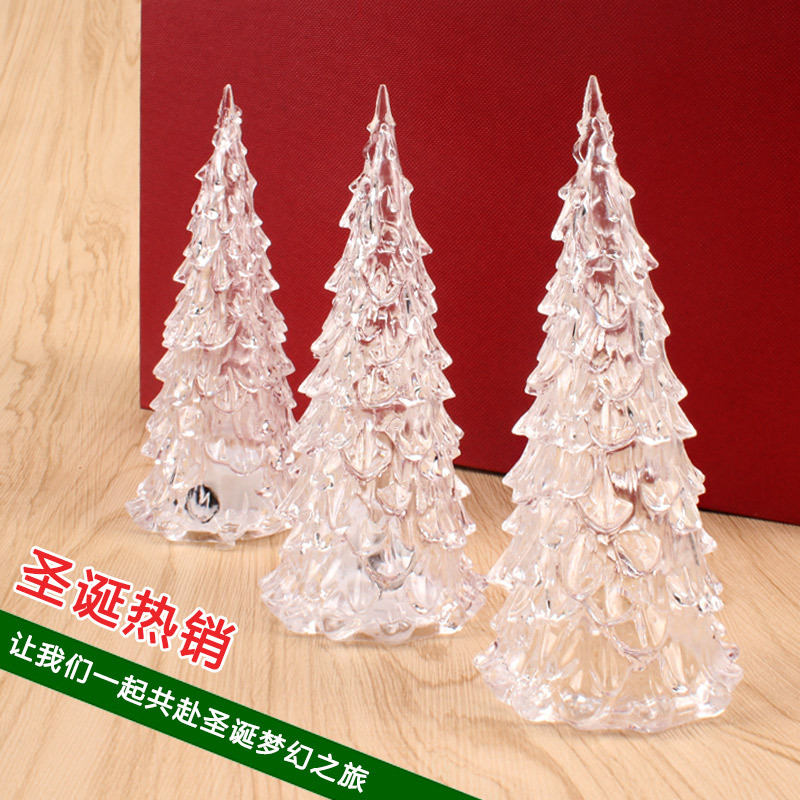 Acrylic Christmas tree, seven-color night light, illuminated Christmas tree, seven-color night light, crystal Christmas tree night light Specification image