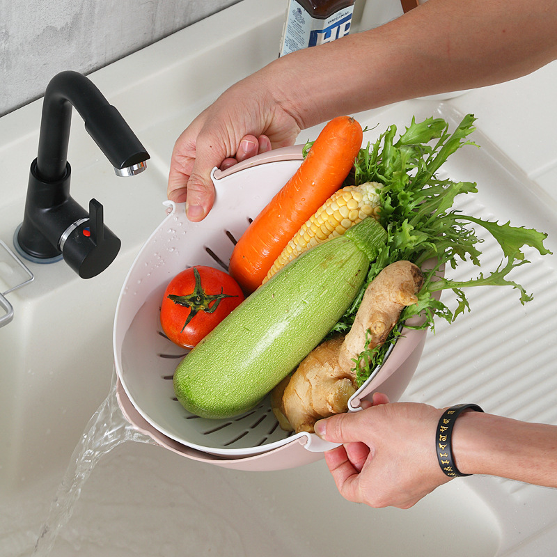 Manufacturers Directly Supply Thickened Plastic Drain Basket Rotating Fruit Washing Basket Kitchen Creative Home Fruit Tray Specification drawing
