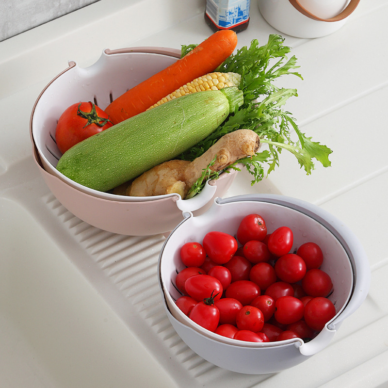 Manufacturers Directly Supply Thickened Plastic Drain Basket Rotating Fruit Washing Basket Kitchen Creative Home Fruit Tray details Picture