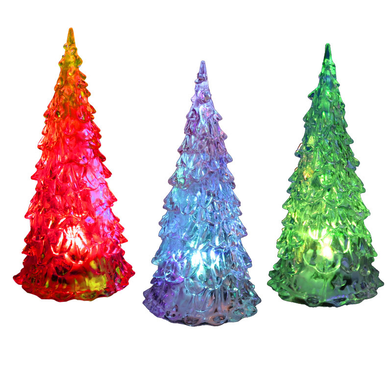 Acrylic Christmas tree, seven-color night light, illuminated Christmas tree, seven-color night light, crystal Christmas tree night light Item Picture