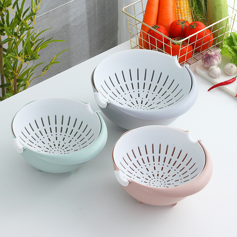 Manufacturers Directly Supply Thickened Plastic Drain Basket Rotating Fruit Washing Basket Kitchen Creative Home Fruit Tray Application Scenario