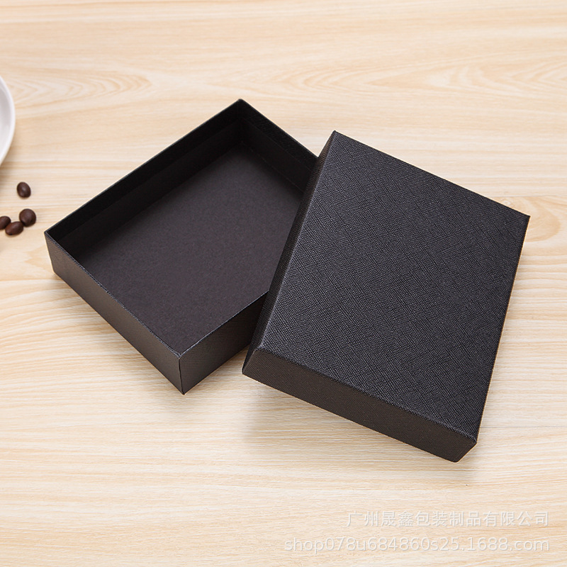 现货长方形钱包盒子黑色天地盖首饰包装盒项链卡盒钥匙扣礼品盒图