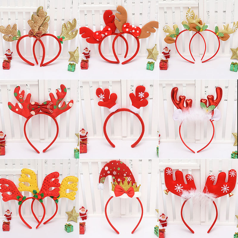 New Christmas decoration Christmas headband Headband Light head buckle antlers Children adult dress Christmas hat wholesale light Christmas headband headwear full figure