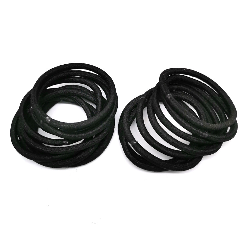 国潮系列黑色4mm高弹皮筋基础无接缝简约发圈diy配件发绳头绳厂家批发