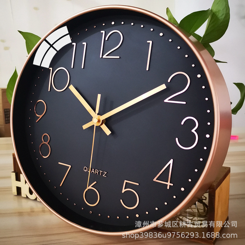 12英寸钟表时钟挂钟工厂批发石英钟现代简约塑料客厅数字clock