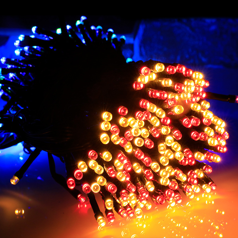Amazon cross-border best-selling low-voltage dark green line full sky star small color light courtyard outdoor decoration Christmas LED light string Specification drawing