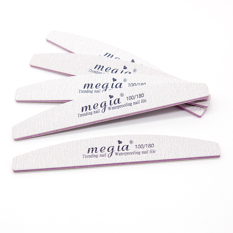 In stock: FILE nail care tools, crescent-shaped grayish-white nail file, eva nail scrubber, double-sided shaping and grinding strips details Picture