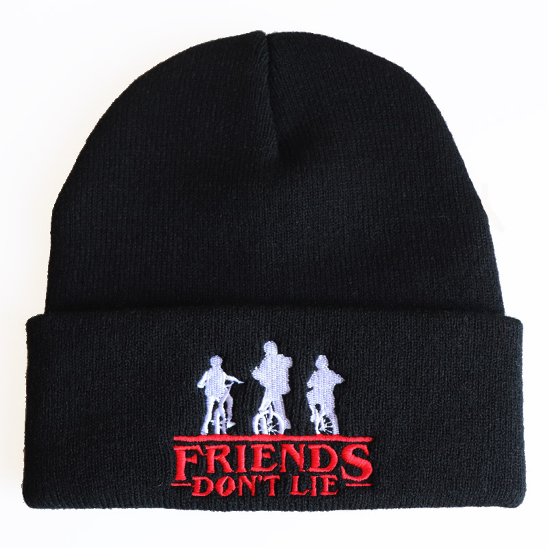 friends don't lie Woolen hat. Winter hat STRANGER THINGS Embroidered knit hat