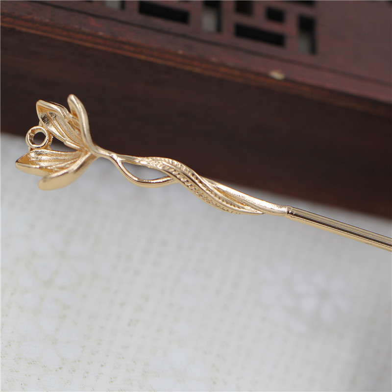 160MM pure copper flower bud hairpin diy ancient-style headwear hairpin and hairpin material accessories Application Scenario