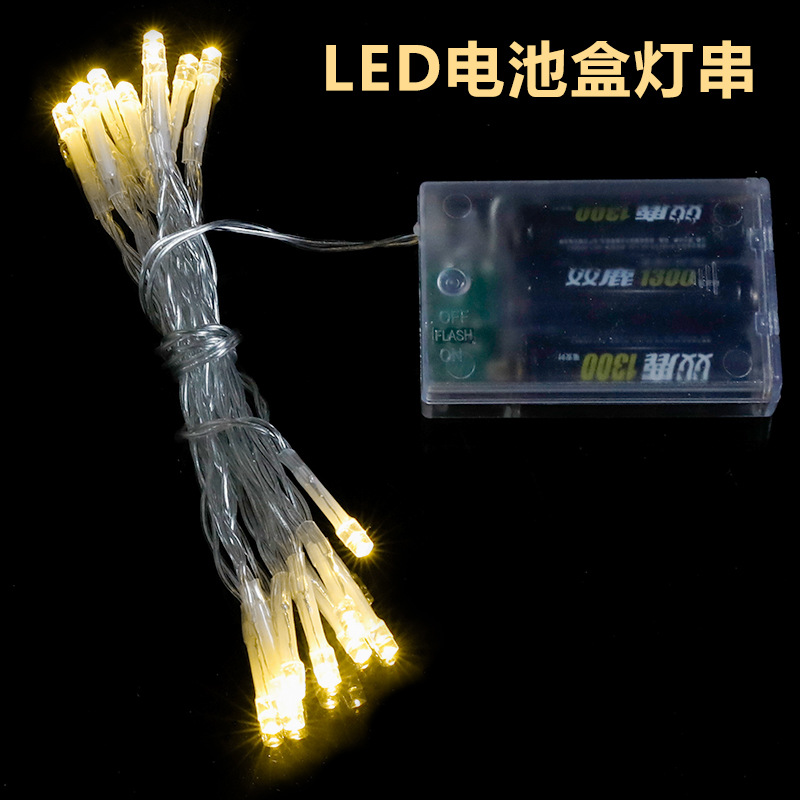 新年跨境新款led灯串满天星带闪功能防水电池盒裸灯圣诞节日户外