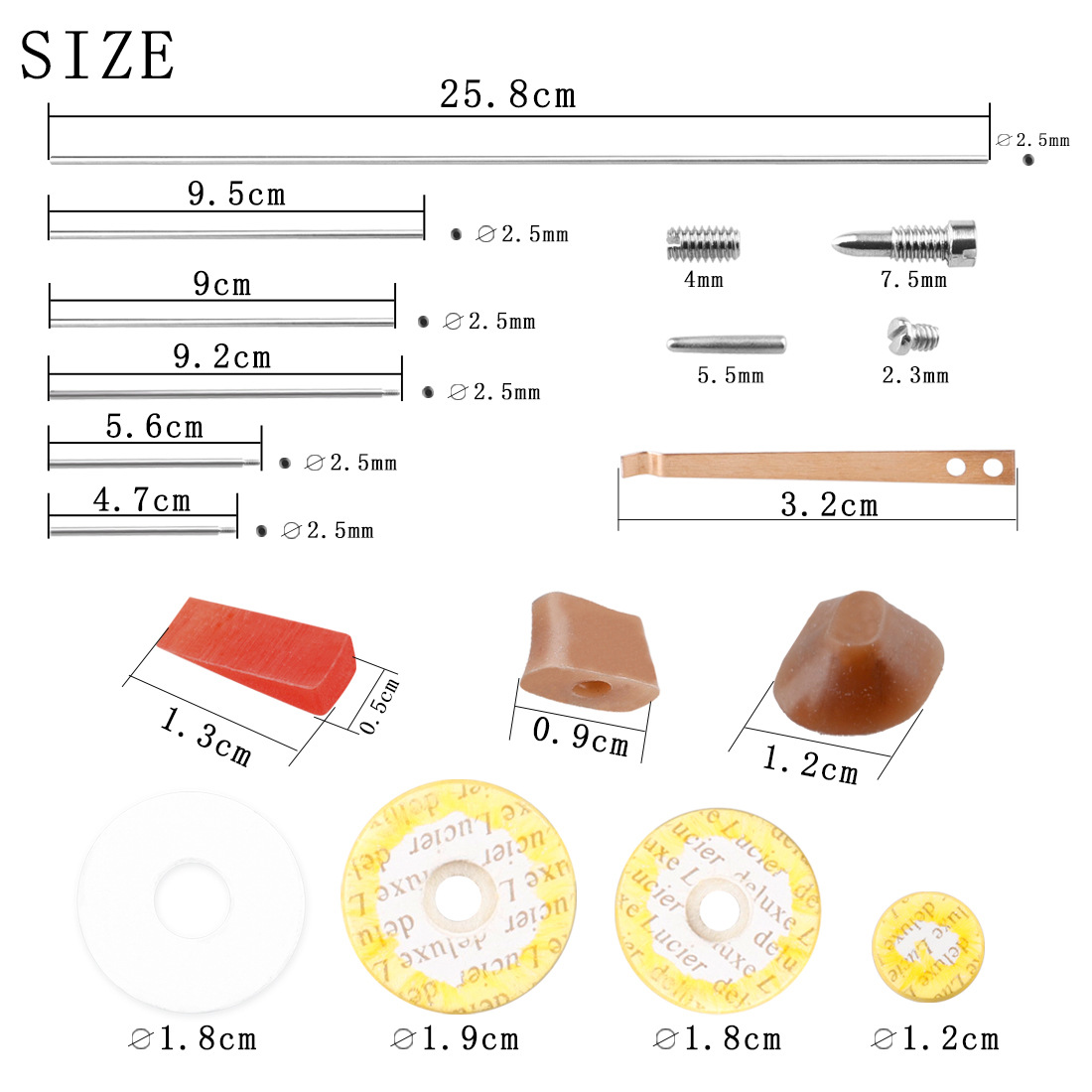 W13 Flute Repair Accessory Set 10 Pieces Flute Repair Accessory Set Flute Accessories Are In Stock Specification drawing