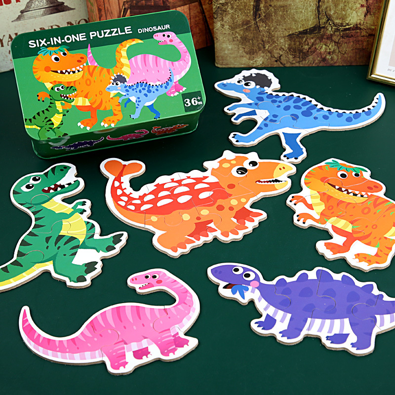 Children's early education six-in-one jigsaw puzzle board, an animal traffic educational toy for boys and girls aged 3 to 6 in kindergarten details Picture