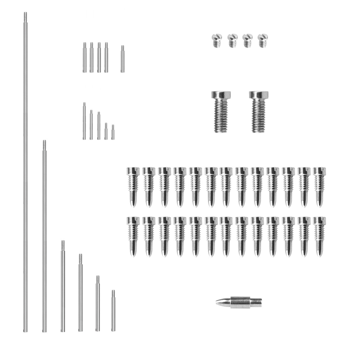 Tenor Sax Service Tool Set 16 Threaded Shafts +32 Threaded Screws +1 Conical Shaft Nails Item Picture