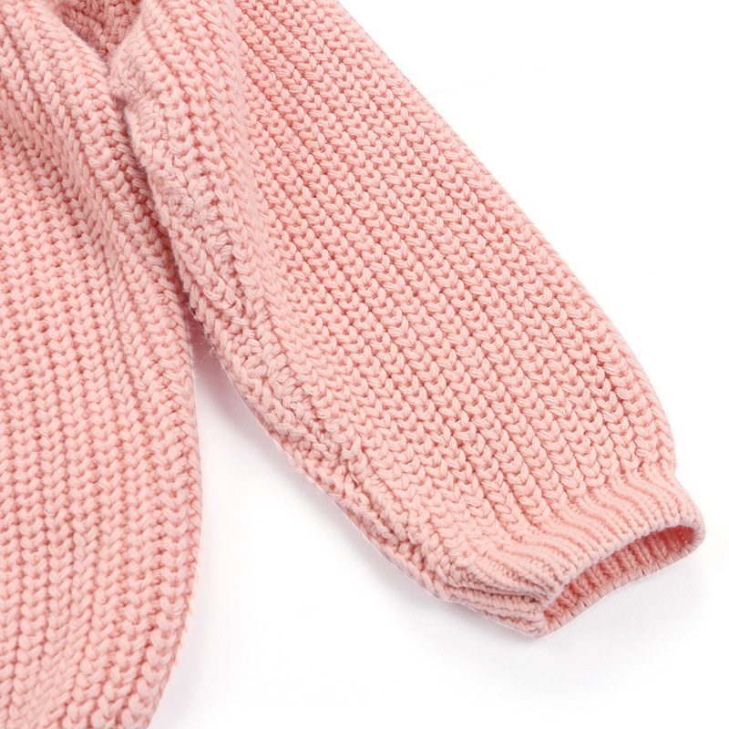New large-sized children's pullover knitted sweater, solid-color girls' sweater for European and American export in stock Item Picture