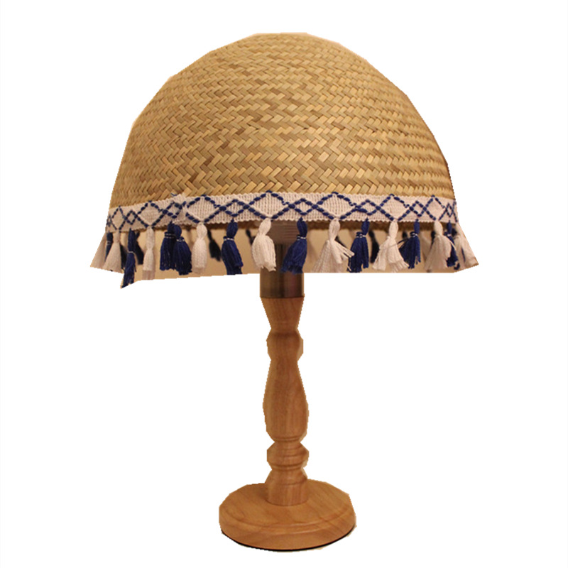 Chinese trend Chinese-style homestay inn bamboo woven table lamp, living room coffee table, bedroom bedside bookcase decoration straw woven table lamp Item Picture