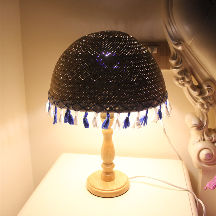 Chinese trend Chinese-style homestay inn bamboo woven table lamp, living room coffee table, bedroom bedside bookcase decoration straw woven table lamp Specification drawing