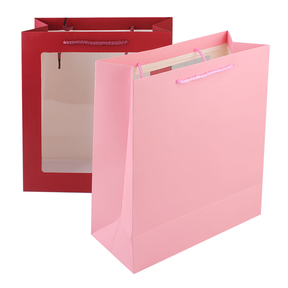 Burst Pvc Window Monochrome Gift Bag High-Grade Spot Color White Cardboard Universal Handbag Gift Bag Cosmetics Item Picture