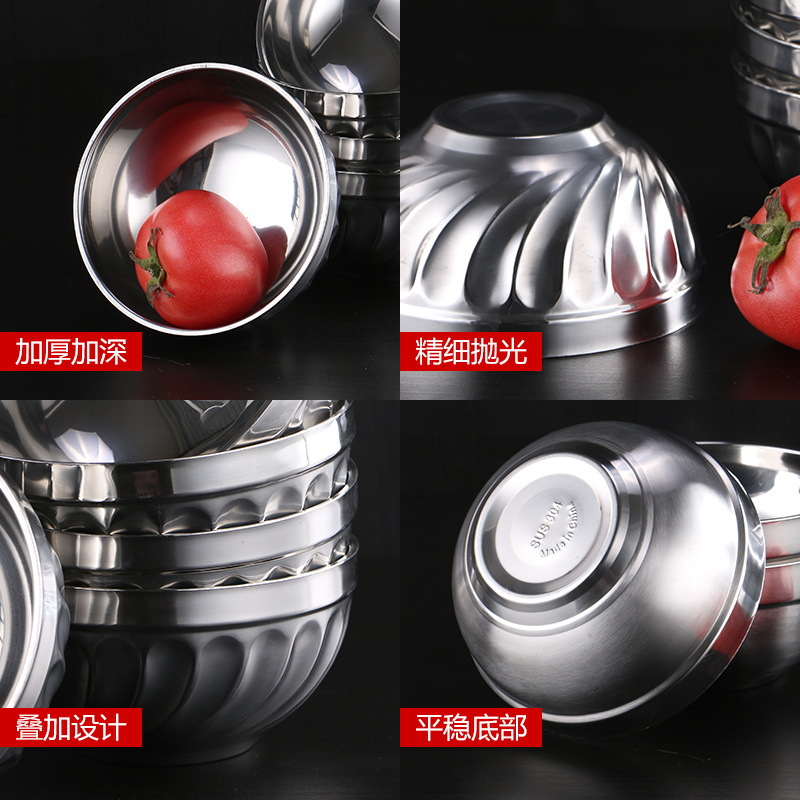 Double 304 Stainless Steel Bowl Gift Soup Bowl Thickened With Lid Children's Kindergarten Bowl Canteen Restaurant details Picture