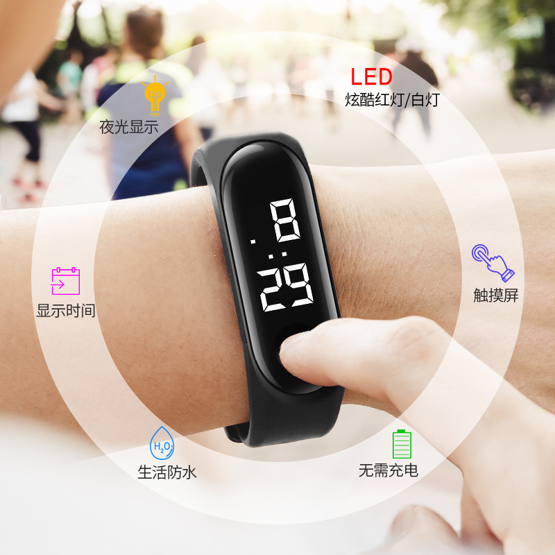 The white light bracelet watch is a simple single-button watch with only time and calendar functions Specification image