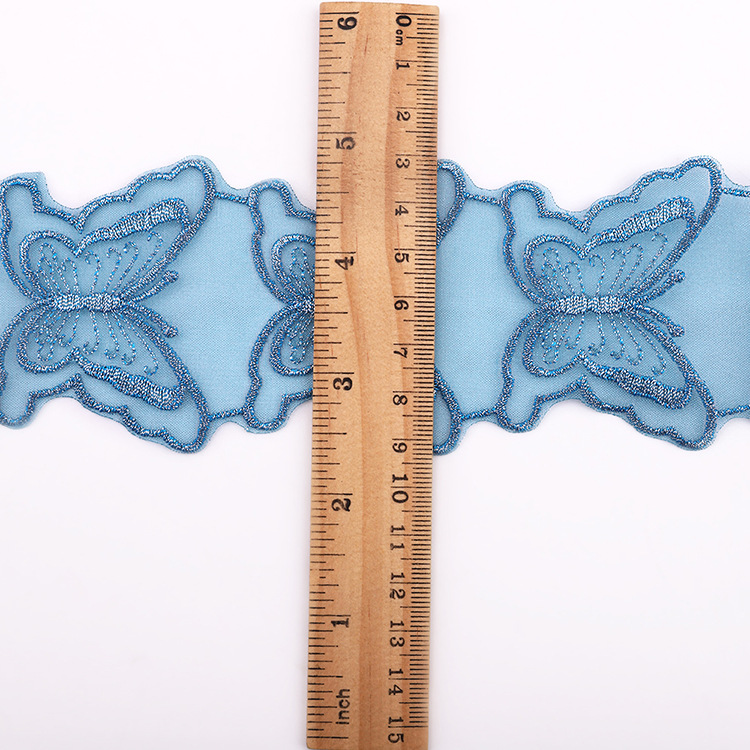 新款刺绣蕾丝辅料金色花边 现货彩色蝴蝶系列金线水溶刺绣花边