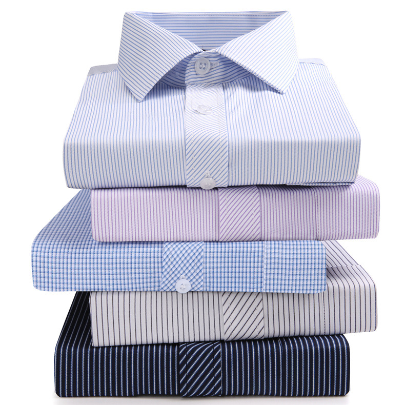 2023 New style middle-aged men's long-sleeved shirt, business casual, floral striped solid color shirt, no-iron Korean style slim fit Specification image