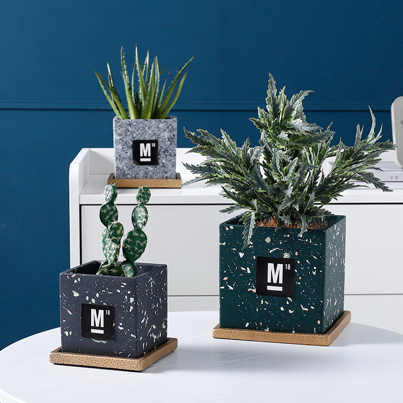 Nordic-style cement flowerpot, ceramic frosted, fashionable, simple, artistic and individual, medium-sized indoor green vine bonsai rose Application Scenario