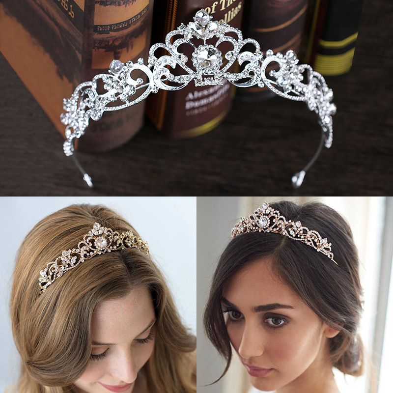 International bestsellers: Water diamond crown bride headwear, rose gold king crown hairband bride accessories