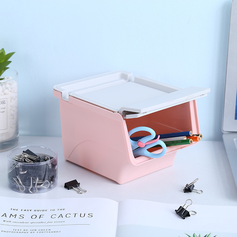 Creative covered desktop, lazy person cracking sunflower seeds, eating nuts, small snacks, trash can, stationery storage box, basket, bucket, pen holder