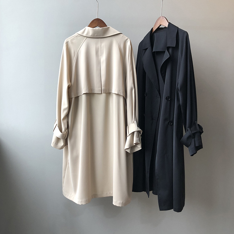 Yan Shuang 2024 Spring New Thin Trench Coat Female Long Korean Version Of Temperament Loose Solid Color Over The Knee Coat Yx0719 Specification drawing