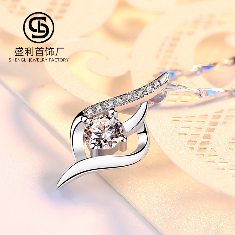 盛利足银吊坠单坠999银几何形吊坠女式爱心精工ins项饰小众高级感
