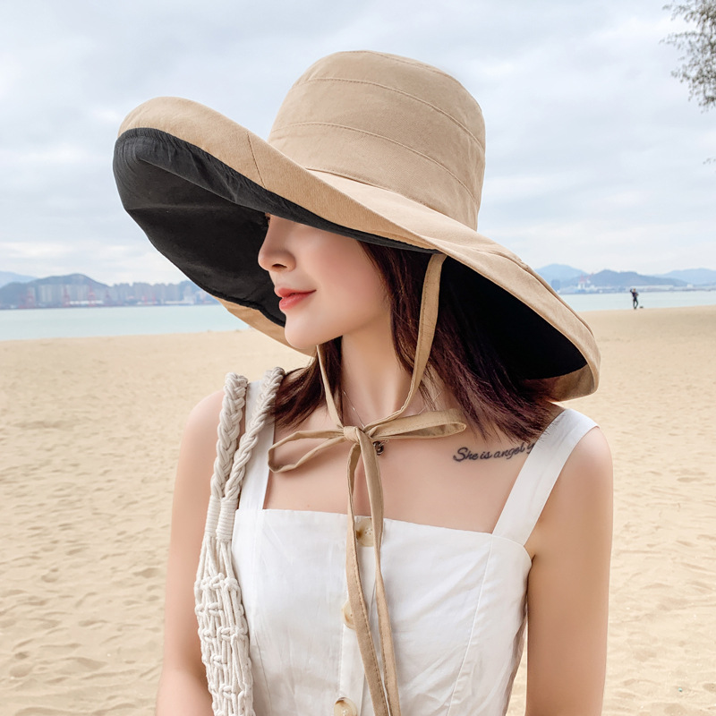 Hat Female Summer Sunshade Sunscreen Uv Fisherman Hat Outdoor Travel Face Cover Large Brim Sun Hat Wholesale details Picture