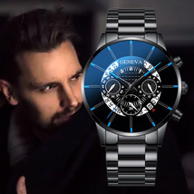 跨境新款GENEVA腕表男士钢带手表时尚日历石英皮带手表男款批发