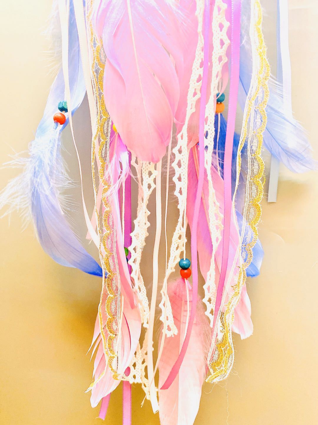 "Internet celebrity feather dreamcatcher, simple decorative wall, home pendant, DIY material package, festival gift. Specification image