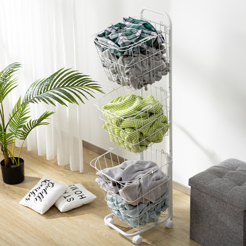 厂家供应北欧脏衣篮创意置物架衣服收纳架家用可移动分层洗衣篓