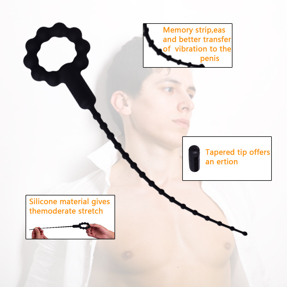 Male vibration urethral urethral block, horse eye stimulation, masturbation stick, silicone urethral dilator, adult sex toys Specification drawing