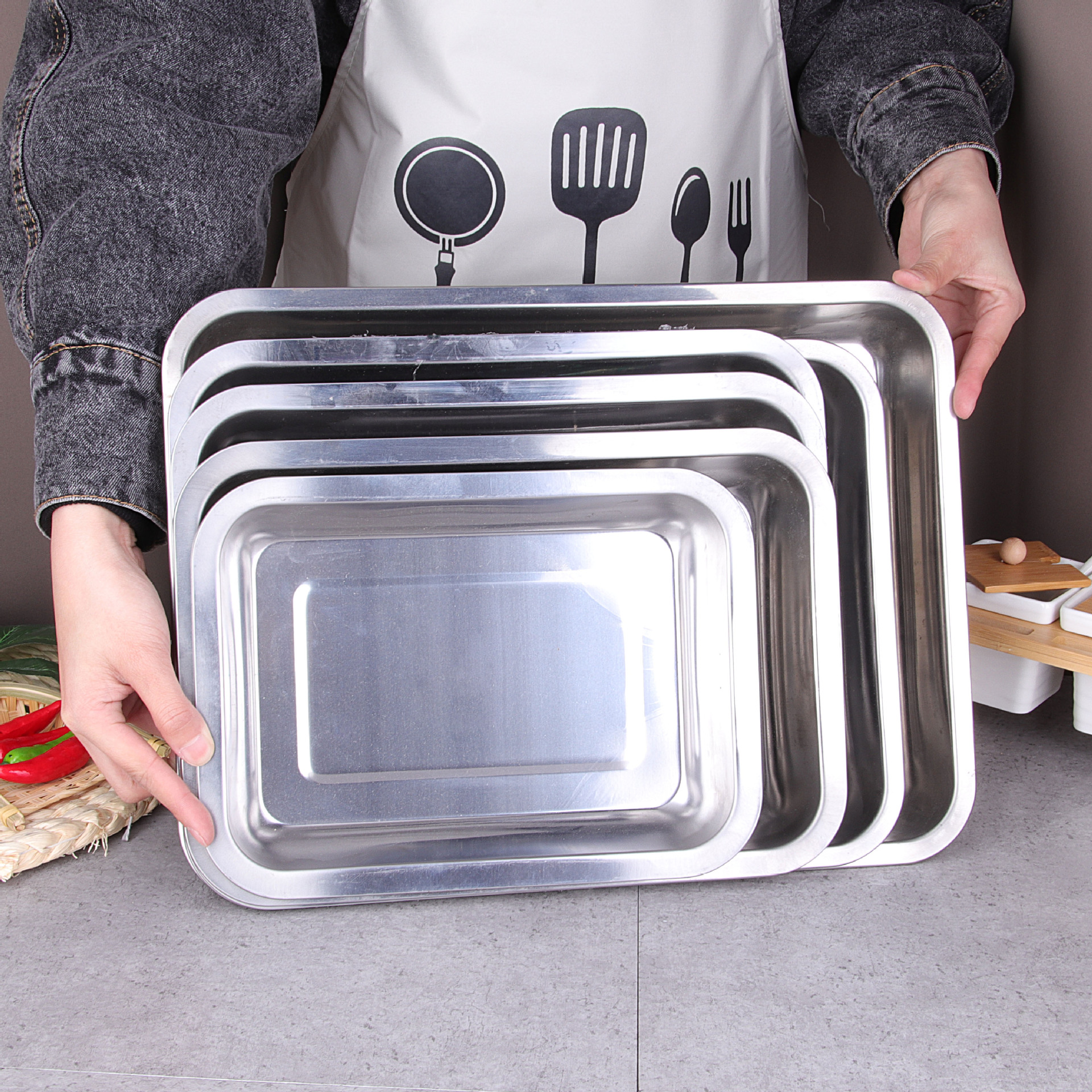 Wholesale Stainless Steel Square Plate 304 Stainless Steel Dinner Plate Rectangular Tray Barbecue Plate Stainless Steel Plate Dish Specification drawing