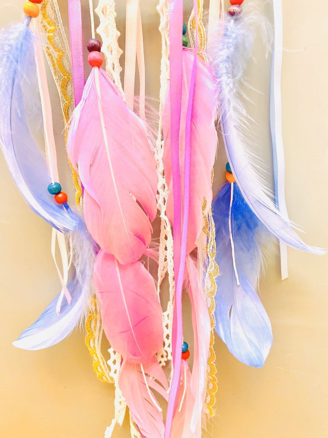 "Internet celebrity feather dreamcatcher, simple decorative wall, home pendant, DIY material package, festival gift. details Picture