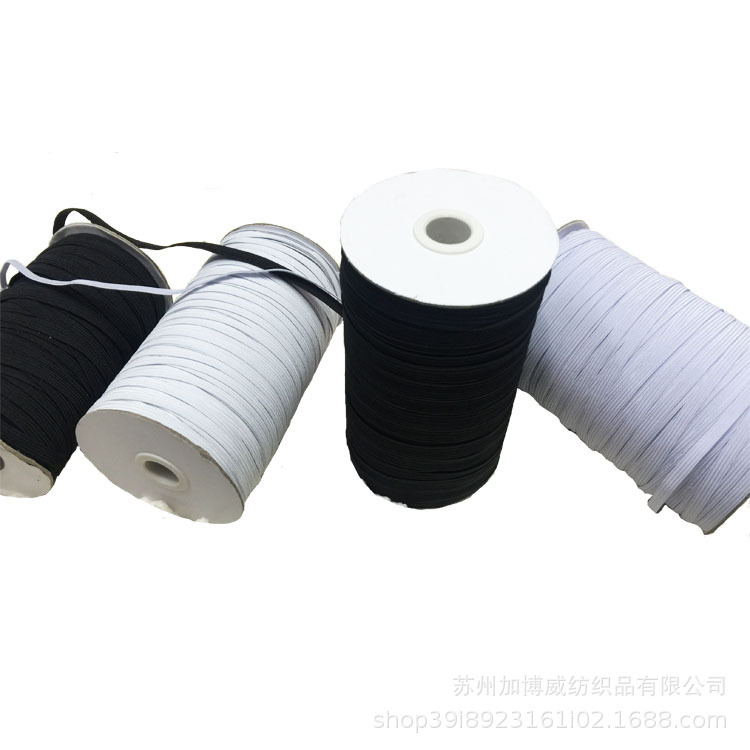 Wholesale of 0.3cm-1.4cm elastic bands, black and white high-elastic flat rubber bands, chair covers, bed covers, walking belts, and accessory manufacturers Item Picture