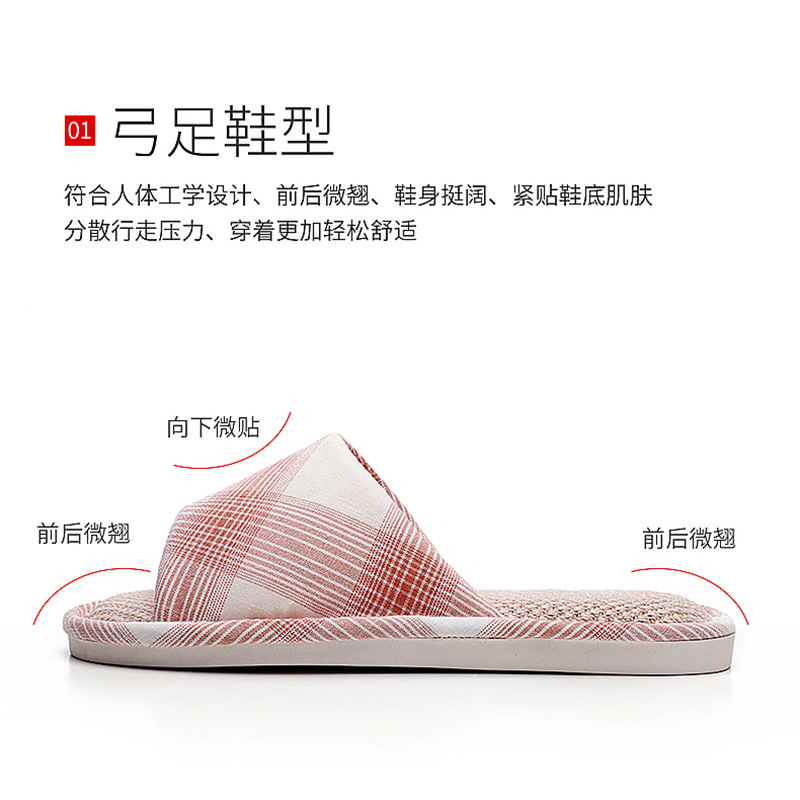 The fabric slippers are suitable for couples to use at home. They feature an indoor soft-soled wooden floor with a silent cotton fabric sole and a silent design Specification image