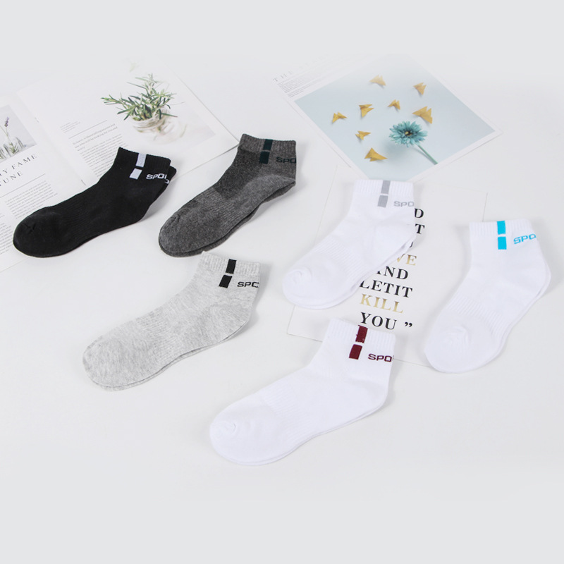 Men's cotton socks, letter mid-leg socks, fashionable, sporty, breathable and sweat-absorbing, six-color short-leg men's socks, short-leg socks wholesale, one-piece consignment Specification image