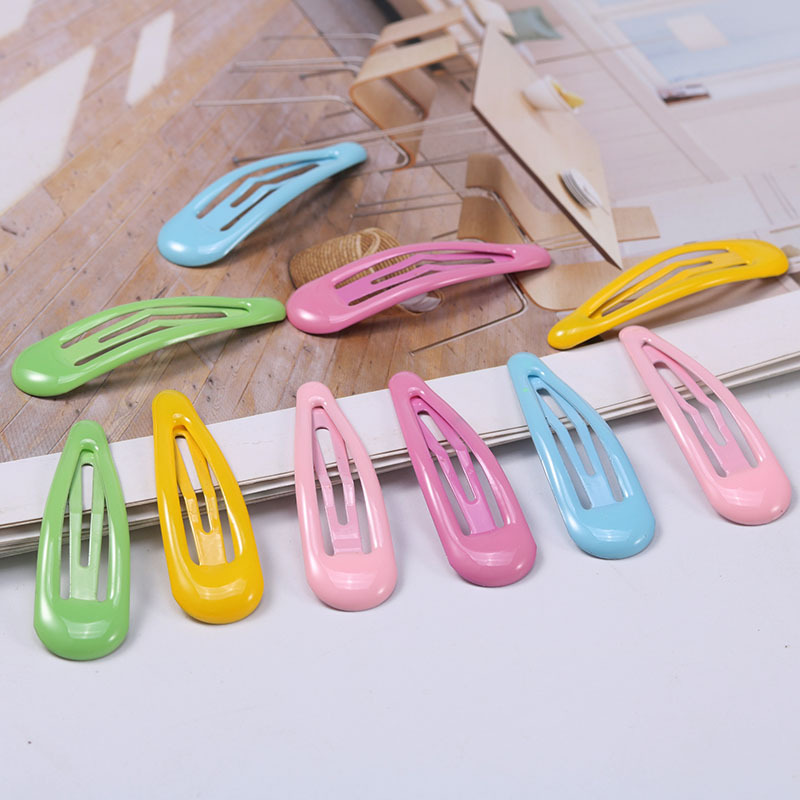 Japanese and Korean large-sized water drop BB clip, fresh and light oil drip edge clip, children's hair clip, headwear, baked paint color straight clip, hair clip details Picture