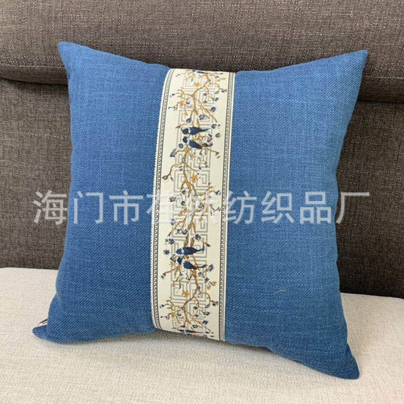 New Chinese-style linen throw pillows, chair furniture, backrest cushions, redwood sofa backrest, rectangular waist pillow with core details Picture