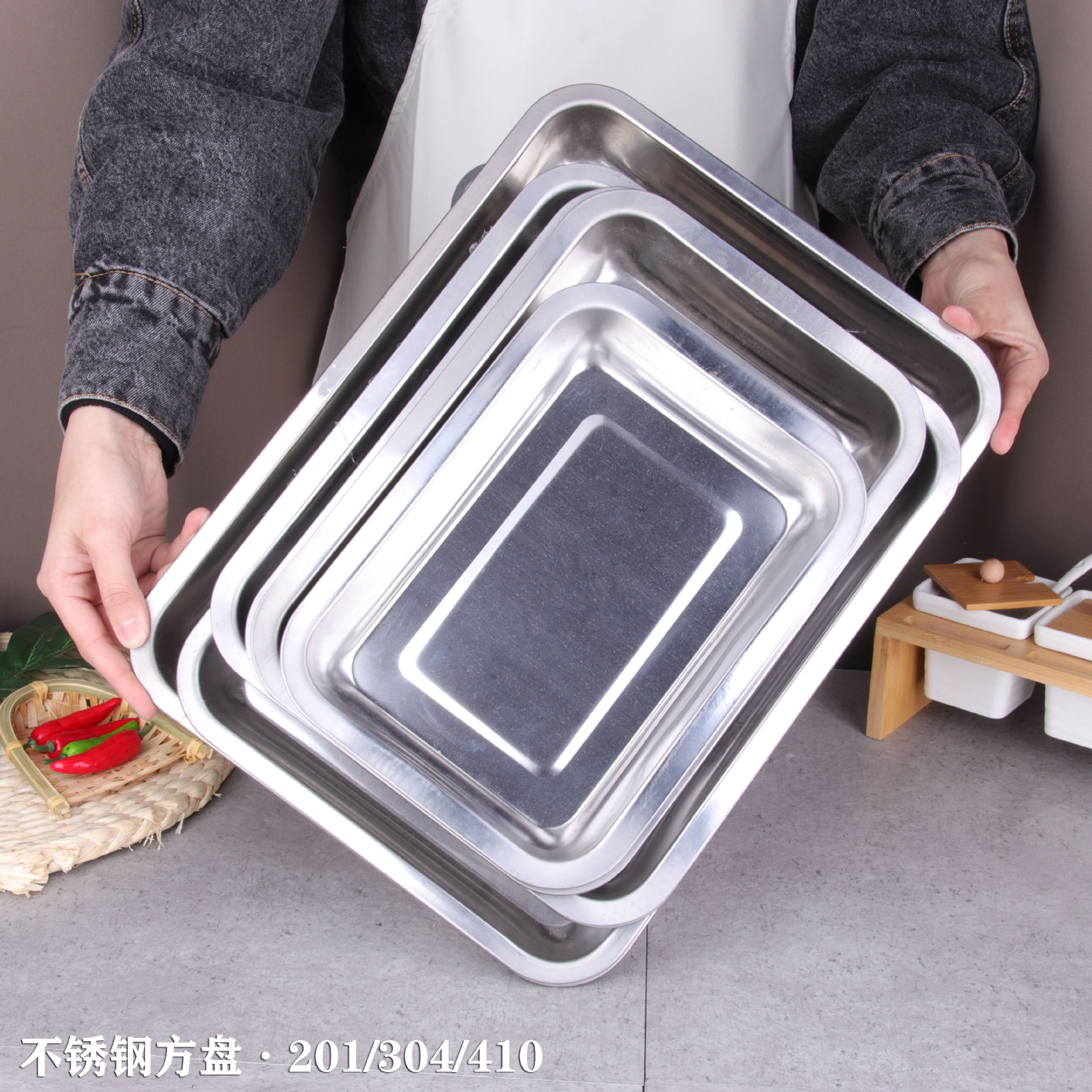Wholesale Stainless Steel Square Plate 304 Stainless Steel Dinner Plate Rectangular Tray Barbecue Plate Stainless Steel Plate Dish details Picture