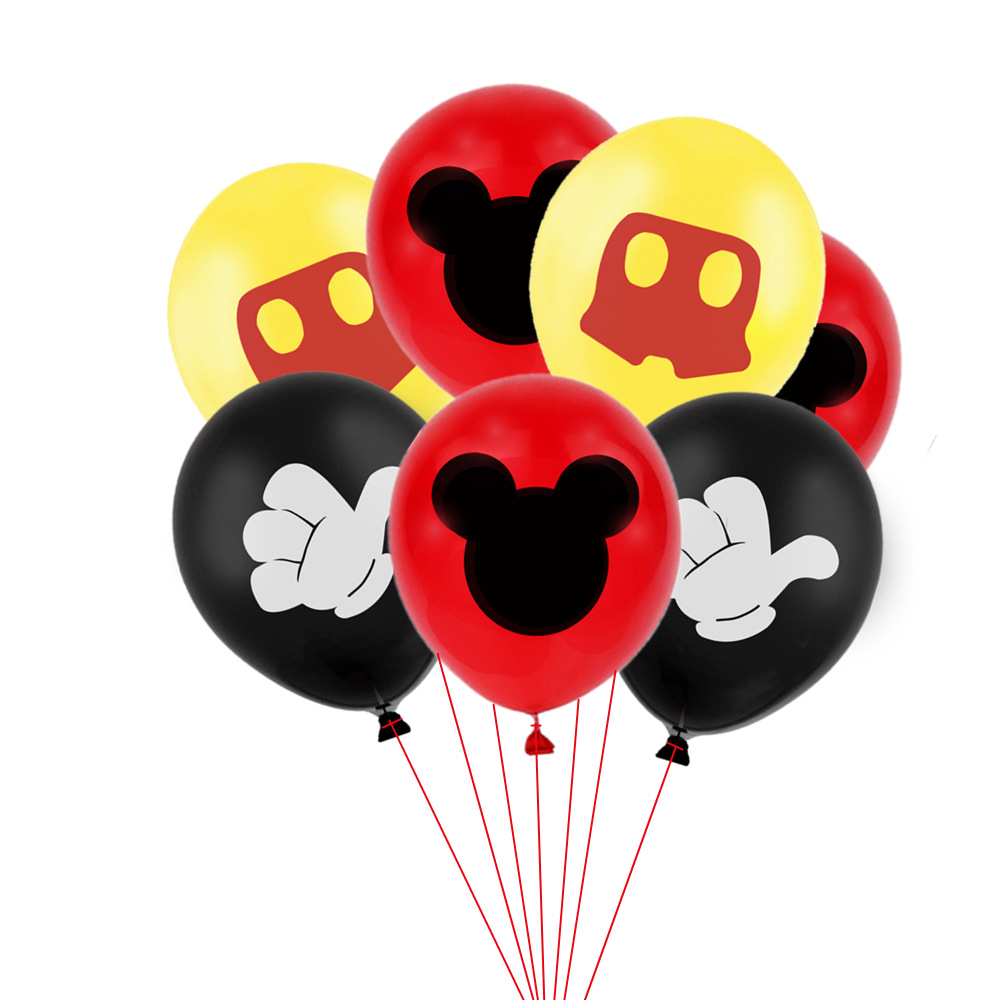 Cross-border best-selling 12-inch Minnie printed latex balloon baby's first birthday Mickey themed party decoration details Picture