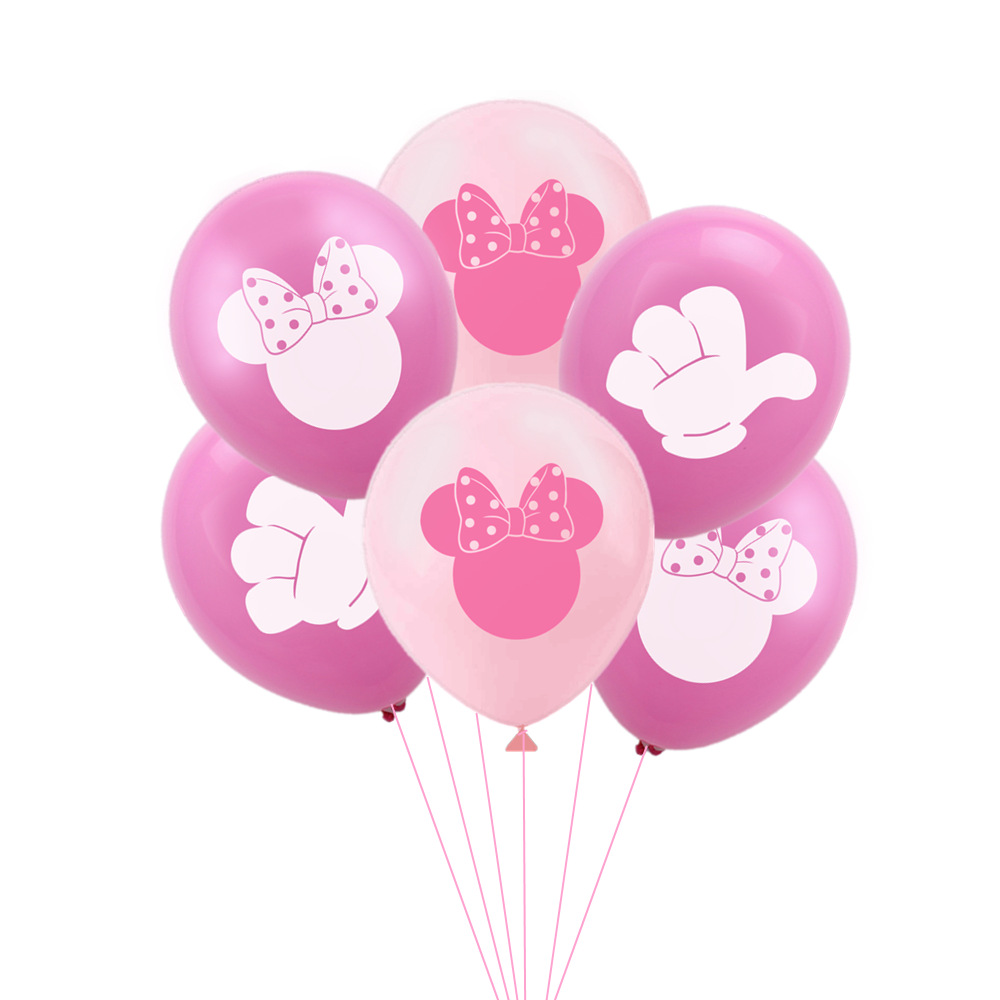 Cross-border best-selling 12-inch Minnie printed latex balloon baby's first birthday Mickey themed party decoration Item Picture