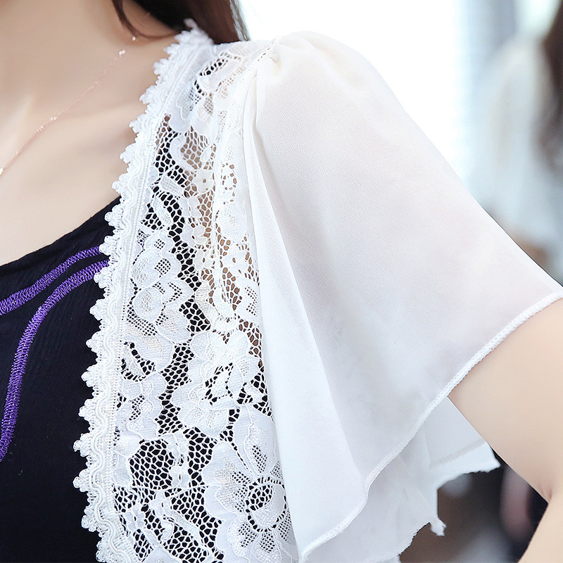 Lace cardigan for women's summer new versatile short chiffon top, shawl coat, pluse-sized with skirt and waistcoat Application Scenario