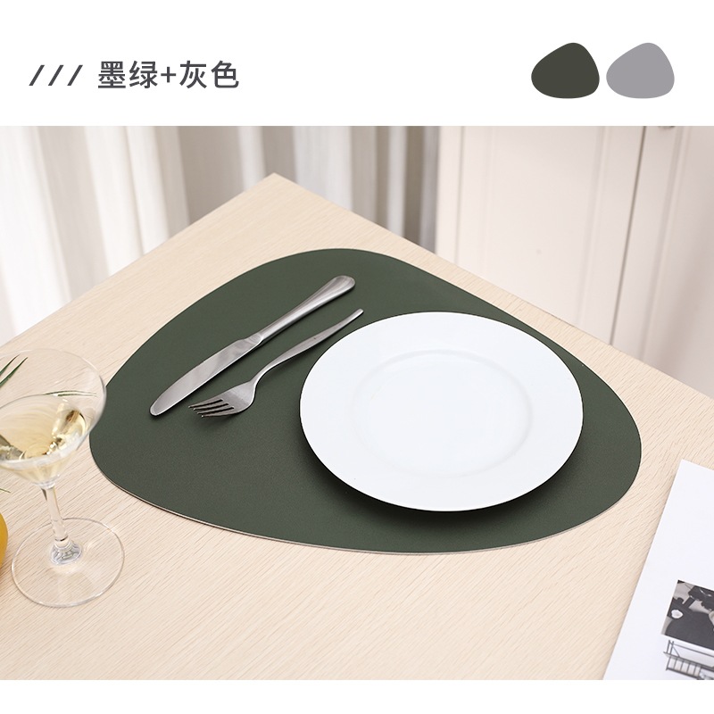 Direct supply of double-sided, two-color teardrop-shaped PU leather placemats and PVC Western dinner plate pads from the manufacturer Application Scenario